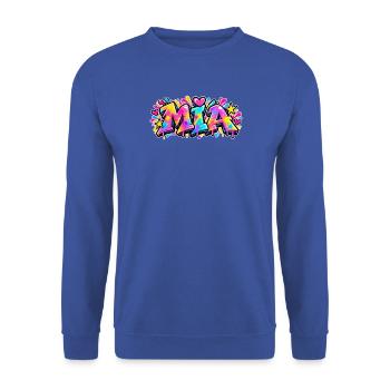 MIA Graffiti Name Street Art Neon Hip Hop - Unisex Pullover - Royalblau - Vorne - Alina (178cm) & Michal (187cm)