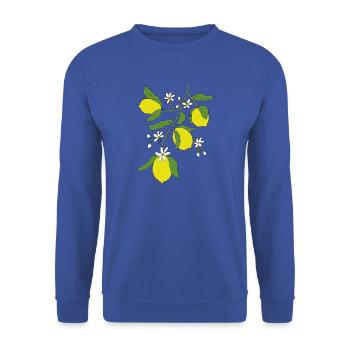 Zitruszweig mit gelben Früchten - Unisex Pullover - Royalblau - Vorne - Alina (178cm) & Michal (187cm)