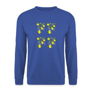Zitronenzweig Muster - Unisex Pullover - Royalblau - Vorne - Alina (178cm) & Michal (187cm)