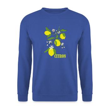 Zitronenzweig mit Blüten - Unisex Pullover - Royalblau - Vorne - Alina (178cm) & Michal (187cm)