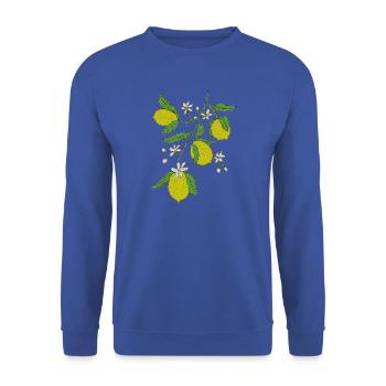 Zitronenzweig Glitzerdesign - Unisex Pullover - Royalblau - Vorne - Alina (178cm) & Michal (187cm)