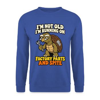 Nicht alt, läuft auf Originalteilen und Spite Turtle - Unisex Pullover - Royalblau - Vorne - Alina (178cm) & Michal (187cm)