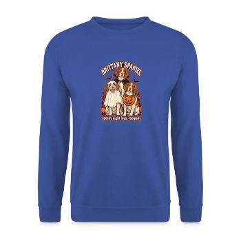 Spooky Night Loyal Company – Brittany Spaniel Hund - Unisex Pullover - Royalblau - Vorne - Alina (178cm) & Michal (187cm)