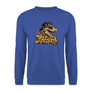 Blessed - Unisex Pullover - Royalblau - Vorne - Alina (178cm) & Michal (187cm)