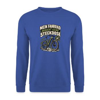 Fahrrad Freiheit: Keine Steckdose nötig - Unisex Pullover - Royalblau - Vorne - Alina (178cm) & Michal (187cm)