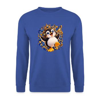 Königlicher Pinguin mit Musikglanz - Unisex Pullover - Royalblau - Vorne - Alina (178cm) & Michal (187cm)