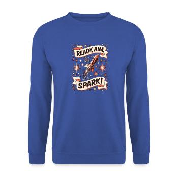 Silvester Rakete Spark - Unisex Pullover - Royalblau - Vorne - Alina (178cm) & Michal (187cm)