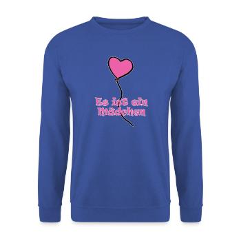Pinker Luftballon Babyparty Geschlecht, Mädchen - Unisex Pullover - Royalblau - Vorne - Alina (178cm) & Michal (187cm)