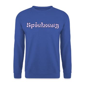 Spielzeug Schriftzug Frauen pink - Unisex Pullover - Royalblau - Vorne - Alina (178cm) & Michal (187cm)