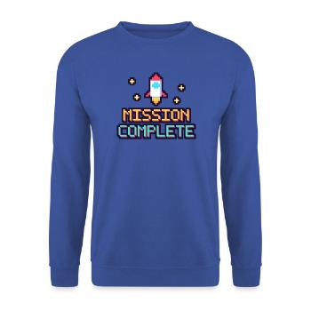 Pixel Mission Abgeschlossen - Unisex Pullover - Royalblau - Vorne - Alina (178cm) & Michal (187cm)