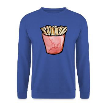 Aquarellpommes frites in Pink Cup - Unisex Pullover - Royalblau - Vorne - Alina (178cm) & Michal (187cm)