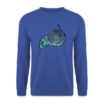 Blaues Aquarell-Waldhorn - Unisex Pullover - Royalblau - Vorne - Alina (178cm) & Michal (187cm)