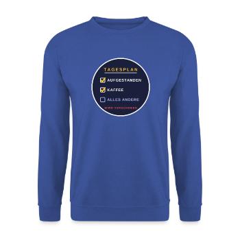 Ein Tagesplan der anderen Art - Unisex Pullover - Royalblau - Vorne - Alina (178cm) & Michal (187cm)