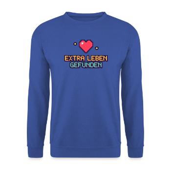 Pixelherz Extra Leben Gefunden - Unisex Pullover - Royalblau - Vorne - Alina (178cm) & Michal (187cm)
