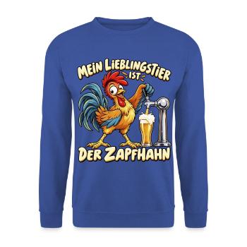 Mein Lieblingstier ist der Zapfhahn – Lustiger Bie - Unisex Pullover - Royalblau - Vorne - Alina (178cm) & Michal (187cm)
