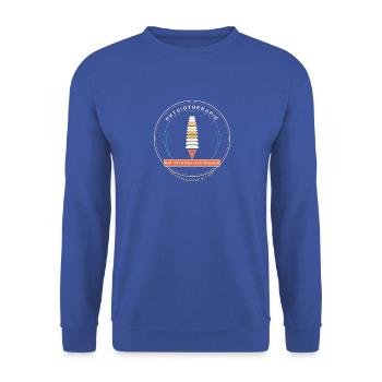 Physiotherapie - Knochenknacker mit Herz - Unisex Pullover - Royalblau - Vorne - Alina (178cm) & Michal (187cm)