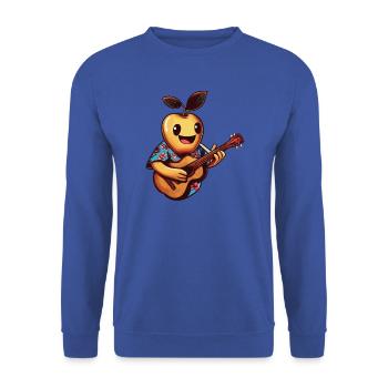 Fröhliche Frucht im Hawaiihemd mit Ukulele - Unisex Pullover - Royalblau - Vorne - Alina (178cm) & Michal (187cm)