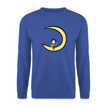 Moon and Guitar – Gitarristen-Musik-T-Shirt - Unisex Pullover - Royalblau - Vorne - Alina (178cm) & Michal (187cm)
