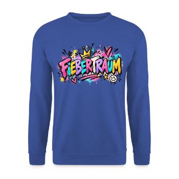 Fiebertraum Graffiti Neon - Unisex Pullover - Royalblau - Vorne - Alina (178cm) & Michal (187cm)