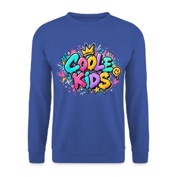 Coole Kids Graffiti Spritzer - Unisex Pullover - Royalblau - Vorne - Alina (178cm) & Michal (187cm)