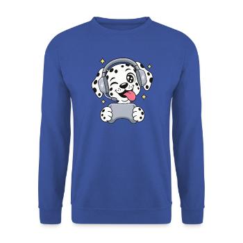 Gaming Dalmatiner mit Headset und Controller - Unisex Pullover - Royalblau - Vorne - Alina (178cm) & Michal (187cm)