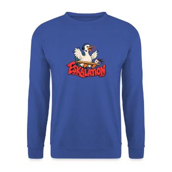 Gans Eskalation am Schreibtisch - Unisex Pullover - Royalblau - Vorne - Alina (178cm) & Michal (187cm)