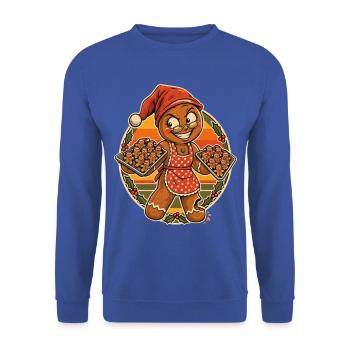 Christmas Lebkuchen-Oma mit Geheimcharge - Unisex Pullover - Royalblau - Vorne - Alina (178cm) & Michal (187cm)