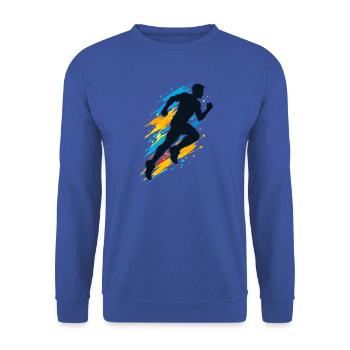 Läufer Laufsilhouette - Unisex Pullover - Royalblau - Vorne - Alina (178cm) & Michal (187cm)