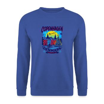 Vintage Copenhagen Denmark Christmas Holiday Oct - Unisex Pullover - Royalblau - Vorne - Alina (178cm) & Michal (187cm)