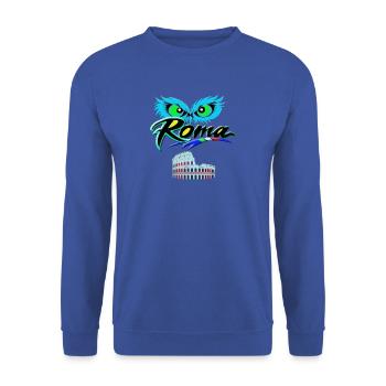 Blaue Augen auf dem Kolosseum von Rom - Unisex Pullover - Royalblau - Vorne - Alina (178cm) & Michal (187cm)