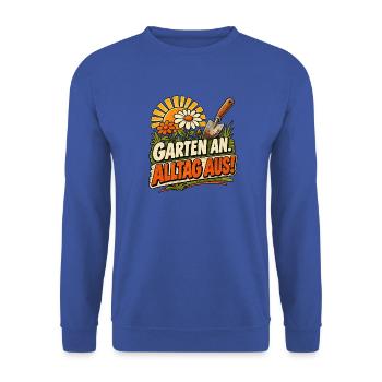 Garten Alltagshelden Motiv - Unisex Pullover - Royalblau - Vorne - Alina (178cm) & Michal (187cm)