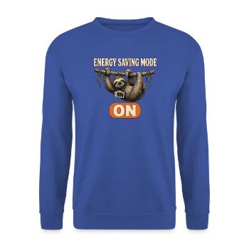 Energiesparmodus Faultier - Unisex Pullover - Royalblau - Vorne - Alina (178cm) & Michal (187cm)