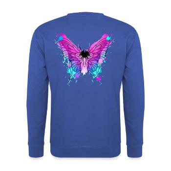 Schmetterling Aquarell  - Unisex Pullover - Royalblau - Hinten - Michal (187cm)