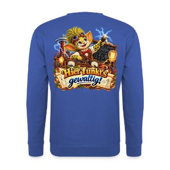 Wenuma Hier funkts gewaltig  - Unisex Pullover - Royalblau - Hinten - Michal (187cm)