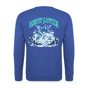 Snow Lover – Schneeflocke Winter Berge Aquarell - Unisex Pullover - Royalblau - Hinten - Michal (187cm)