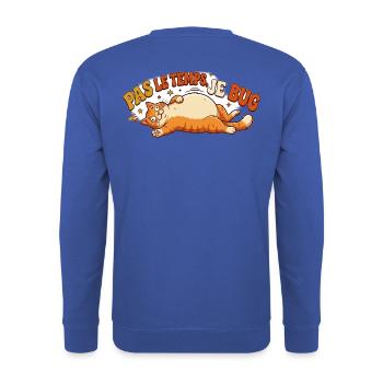Humor-Katze – No Time I Bug - Unisex Pullover - Royalblau - Hinten - Michal (187cm)