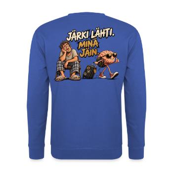 Reason Left – Ich bin geblieben | Witzig und humorvoll - Unisex Pullover - Royalblau - Hinten - Michal (187cm)
