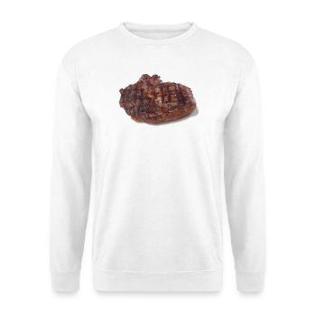 Steak - Unisex Pullover - Weiß - Vorne - Alina (178cm) & Michal (187cm)