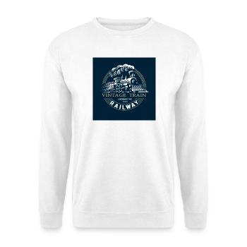 Lokomotive, Eisenbahn, Dampflokomotive - Unisex Pullover - Weiß - Vorne - Alina (178cm) & Michal (187cm)