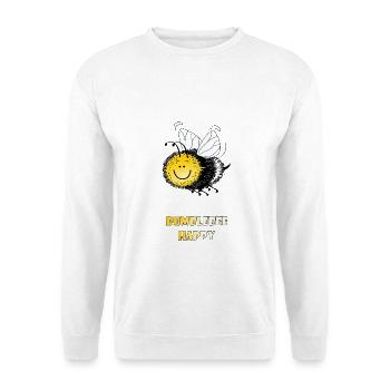 Hummel glückliche zufriedene Hummel - Unisex Pullover - Weiß - Vorne - Alina (178cm) & Michal (187cm)