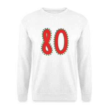 80. 80 JAHRE. 80. JAHRESTAG. 80-JÄHRIGES JUBILÄUM. - Unisex Pullover - Weiß - Vorne - Alina (178cm) & Michal (187cm)