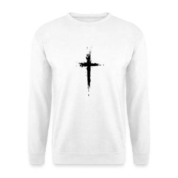 Kreuz Christentum Jesus Kirche Religion Bibel Neu - Unisex Pullover - Weiß - Vorne - Alina (178cm) & Michal (187cm)