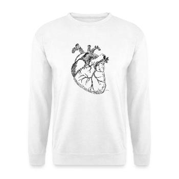 Anatomisches Herz - Unisex Pullover - Weiß - Vorne - Alina (178cm) & Michal (187cm)