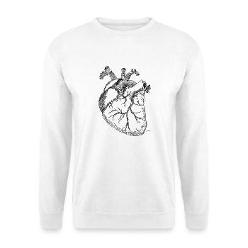 Anatomisches Herz - Unisex Pullover - Weiß - Vorne - Alina (178cm) & Michal (187cm)