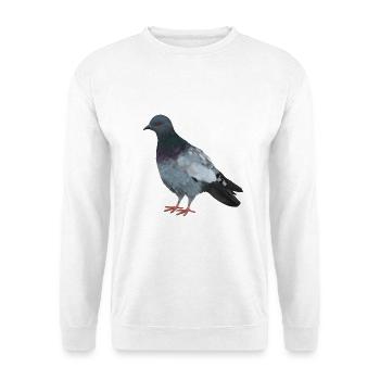 Stadttaube - Realistisch gemalte Taube - Unisex Pullover - Weiß - Vorne - Alina (178cm) & Michal (187cm)