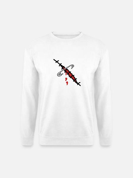 wunde mit sicherheitsnadel - Unisex Pullover - Weiß