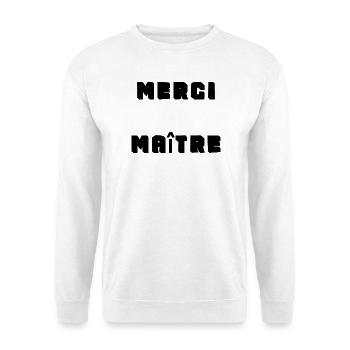 MEISTER. VIELEN DANK. DANKE, MEISTER. MEISTER. MEISTER-GESCHENK - Unisex Pullover - Weiß - Vorne - Alina (178cm) & Michal (187cm)