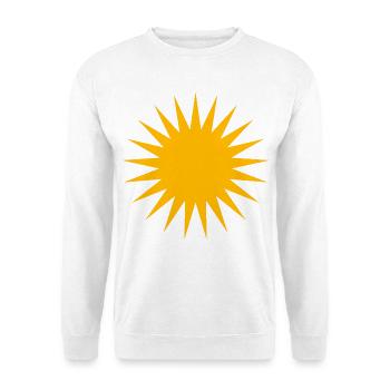 Kurdische Sonne Symbol - Unisex Pullover - Weiß - Vorne - Alina (178cm) & Michal (187cm)