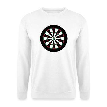 Dart - NEU - DARTSCHEIBE - anpassbar - Unisex Pullover - Weiß - Vorne - Alina (178cm) & Michal (187cm)