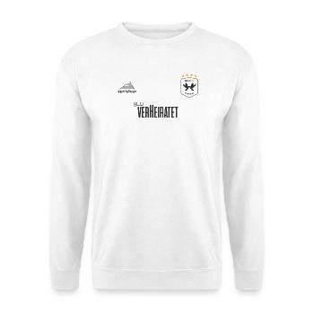JGA - Trikot - Bald verheiratet - Dunkle Schrift - Unisex Pullover - Weiß - Vorne - Alina (178cm) & Michal (187cm)
